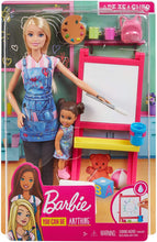Load image into Gallery viewer, Barbie Art Teacher Playset with Blonde Doll, Toddler Doll, Toy Art Pieces