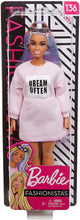 Load image into Gallery viewer, Barbie Fashionistas Doll with Long Rainbow Hair Wearing Sweatshirt Dress and Accessories, for 3 to 8 Year Olds