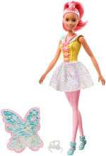 Load image into Gallery viewer, Barbie Dreamtopia Fairy Doll, Approx 12-Inch, with A Colorful Candy Theme, Pink Hair and Wings, for 3 to 7 Year Olds