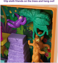 Load image into Gallery viewer, Polly Pocket Jungle Safari Compact with Fun Reveals, Micro Polly and Shani Dolls, 2 Sloth Figures &amp; Sticker Sheet; for Ages 4 Years Old &amp; Up