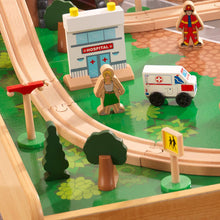 Load image into Gallery viewer, KidKraft Adventure Town Railway Train Set &amp; Table with EZ Kraft Assembly, Natural