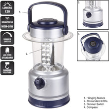 Load image into Gallery viewer, LED Lantern, Outdoor Camping Lantern Flashlight With Adjustable Brightness, Dimmer Switch And Built-In Compass By Wakeman Outdoors