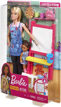 Load image into Gallery viewer, Barbie Art Teacher Playset with Blonde Doll, Toddler Doll, Toy Art Pieces