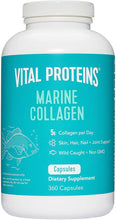 Load image into Gallery viewer, Vital Proteins Marine Collagen Peptides Capsule Supplement for Skin Hair Nail Joint, Hydrolyzed Collagen - Dairy and Gluten Free, Non-GMO Project Verified (360 Capsules)