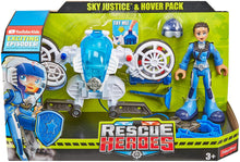 Load image into Gallery viewer, Fisher-Price Rescue Heroes Sky Justice &amp; Hover Pack, Figure &amp; Accessories Set