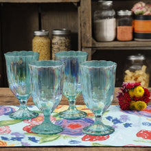 Load image into Gallery viewer, Luster Green 12.5oz Pearlized Goblet, Set of 4