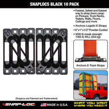 Load image into Gallery viewer, Black SNAPLOC 10 Pack E-Track Singles Strap Anchors