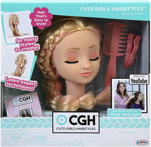 Load image into Gallery viewer, CGH Cute Girls Hairstyles! Styling Head - Straight Blonde Hair Doll