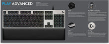 Load image into Gallery viewer, Logitech Keyboard - Backlit - USB - Key Switch: Romer-G Tactile - Silver