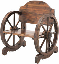 Load image into Gallery viewer, Sunjoy Large Rustic Wood Chair with Wagon Wheel Detail, 23" by 28" by 30", Gray