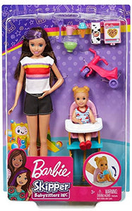 Barbie Skipper Babysitters Inc. Feeding Playset with Babysitting Skipper Doll, Toddler Doll with Feeding Feature, High Chair, Tricycle and Food-Themed Accessories for Kids 3 to 7 Years Old