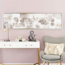 Load image into Gallery viewer, CosmoLiving by Cosmopolitan 60073 Large Rectangular Gray, Black &amp; White Abstract Circles Contemporary Painting in Silver Frame | 70” x 20”