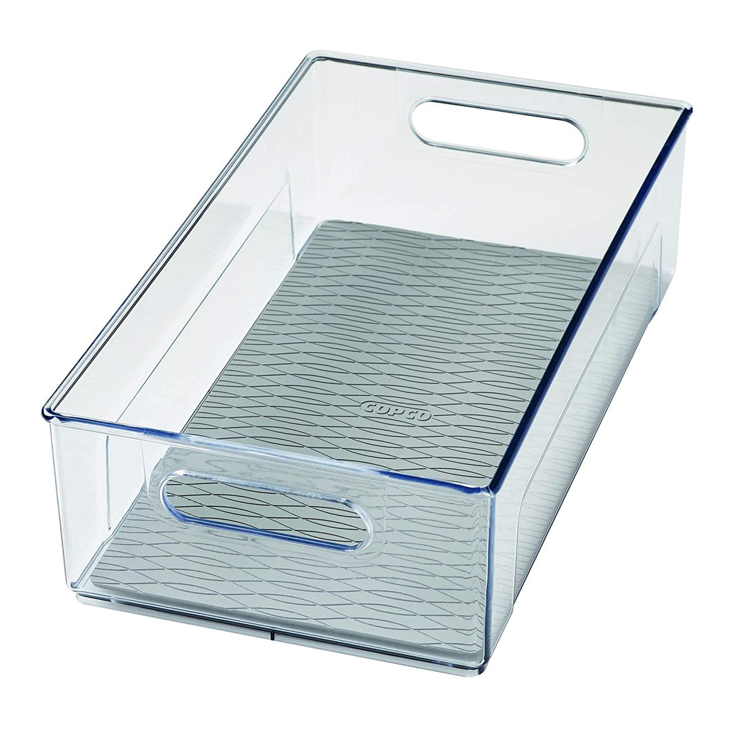 Copco 5224370 Kitchen Storage Organizer Deep Bin with Built-In Handles, for Pantries, Cabinets, Shelves, Refrigerator, Freezer - BPA Free, Food Safe 14.8” x 8.2” x 4.2” Clear