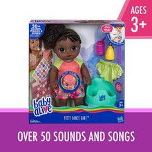 Load image into Gallery viewer, Baby Alive Potty Dance Baby: Talking Baby Doll with Black Curly Hair, Potty, Rewards Chart, Undies and More, Doll That “Pees” on Her Potty, for Girls and Boys 3 Years Old And Up