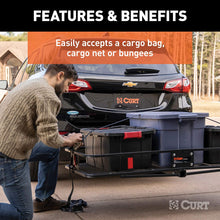 Load image into Gallery viewer, CURT 18153 60 x 24-Inch Basket Hitch Cargo Carrier, 500 lbs Capacity, Black Steel, 2-In Folding Shank