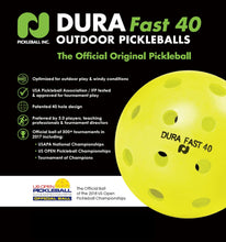 Load image into Gallery viewer, Dura Fast 40 Pickleballs | Outdoor pickleball balls | Neon | Pack of 6 | USAPA Approved and Sanctioned for Tournament Play, Professional Perfomance