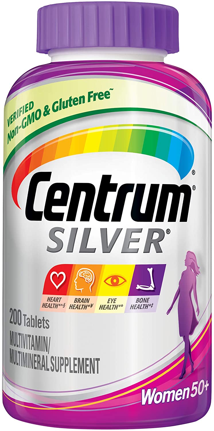 Centrum Silver Multivitamin for Women 50 Plus, Multivitamin/Multimineral Supplement with Vitamin D3, B Vitamins, Calcium and Antioxidants - 200 Count