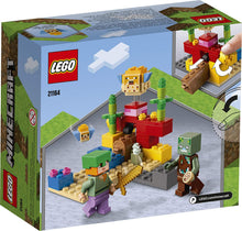 Load image into Gallery viewer, LEGO Minecraft The Coral Reef 21164 Hands-on Minecraft Marine Toy Featuring Alex, a Drowned and 2 Cool Puffer Fish, New 2021 (92 Pieces)
