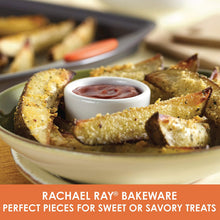 Load image into Gallery viewer, Rachael Ray Yum-o! Nonstick Bakeware Oven Lovin’ Crispy Sheet Cookie Pan, Gray with Orange Handles