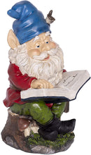 Load image into Gallery viewer, Alpine Gnome Reading a Book Statue, 14 Inch Tall