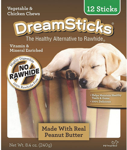 Dreambone Dreamsticks Real Peanut Butter and Chicken, 12 Sticks/Pack (1)