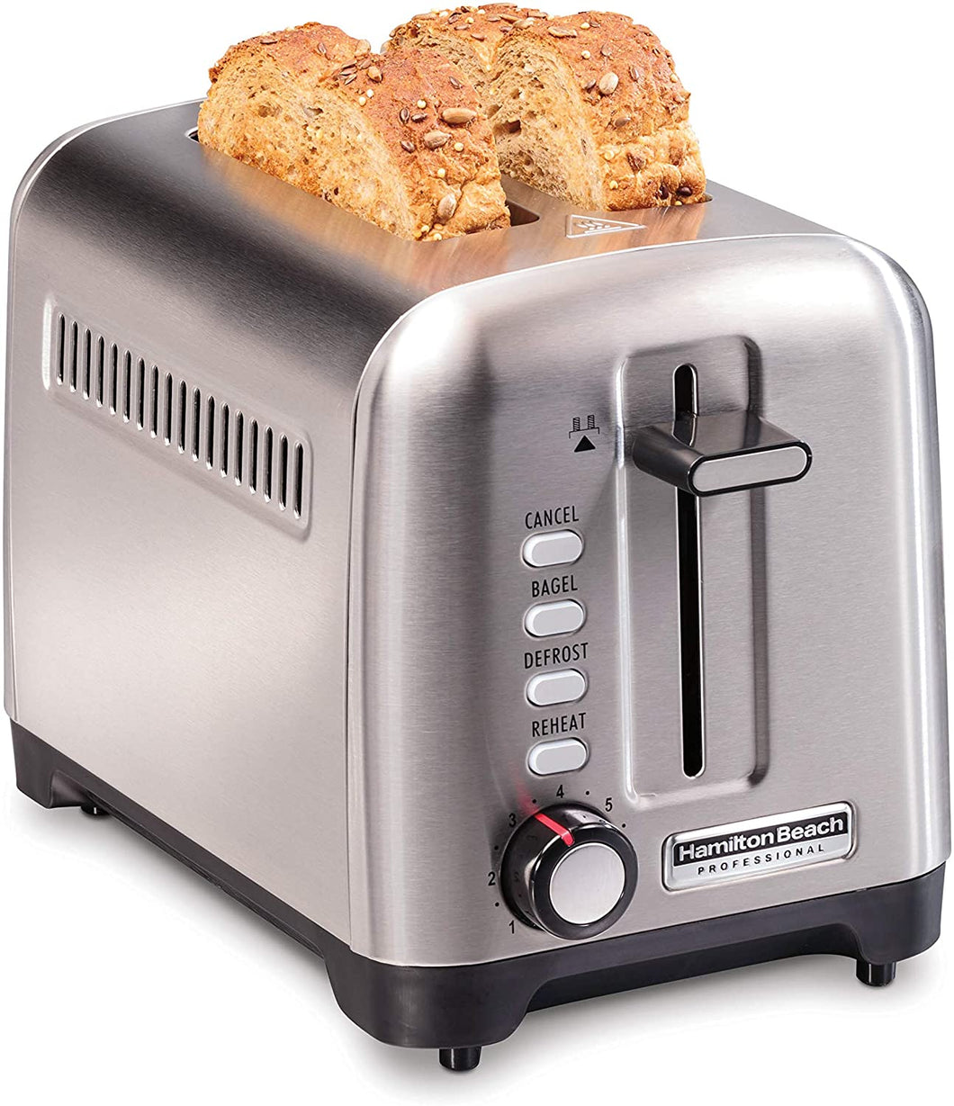Hamilton Beach Professional Toaster, with Bagel, Defrost & Reheat Settings, Stainless Steel