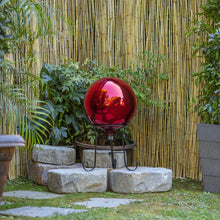 Load image into Gallery viewer, Alpine Corporation GLB292RD Glass Gazing Globe Outdoor Festive Holiday Décor for Garden, Lawn, Yard, 10-Inch Tall, Red