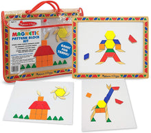 Load image into Gallery viewer, Melissa &amp; Doug Magnetic Pattern Blocks Set (Developmental Toys, Sturdy Wooden Play Board, Carrying Case, 120 Pieces, Great Gift for Girls and Boys - Best for 3, 4, 5, and 6 Year Olds)