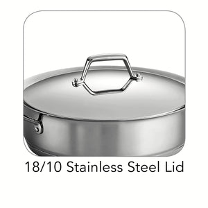 Tramontina 80101/005DS Gourmet Prima Stainless Steel, Induction-Ready, Impact Bonded, Tri-Ply Base Covered Casserole, 5 Quart, Made in Brazil