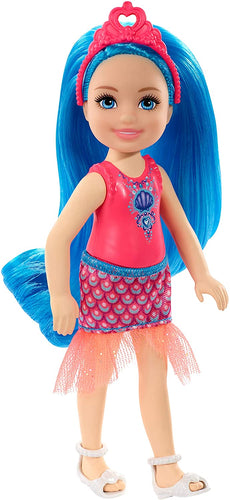 Barbie Dreamtopia Chelsea Sprite Doll, 7-inch, with Blue Hair Wearing Fashion and Accessories, Multi (GJJ94)