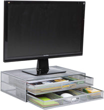 Load image into Gallery viewer, Mind Reader MESHMONSTA-PNK Metal Mesh Desk Drawer, Desktop Monitor Stand Organizer