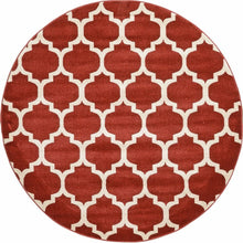 Load image into Gallery viewer, Unique Loom Trellis Collection Moroccan Lattice Red Round Rug (6' 0 x 6' 0)