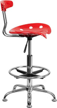 Load image into Gallery viewer, Flash Furniture Vibrant Red and Chrome Drafting Stool with Tractor Seat