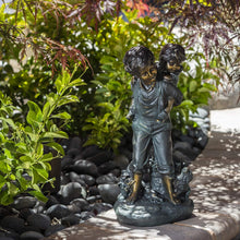 Load image into Gallery viewer, Alpine Corporation GXT484 Piggyback Ride Statue Outdoor Garden, Patio, Deck, Porch-Yard Decoration, 16-Inch Tall, Antique Bronze