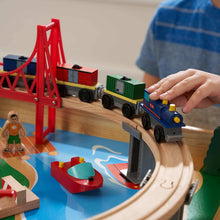 Load image into Gallery viewer, KidKraft Waterfall Mountain Wooden Train Set &amp; Table with 120 Pieces, 3 Storage Bins, Gift for ages 3+