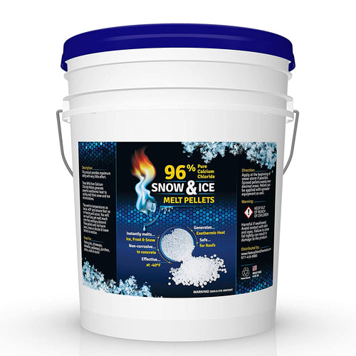 96% Pure CALCIUM CHLORIDE Snow & Ice Melt Pellets - 5 Gallon