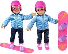 Load image into Gallery viewer, Click n&#39; Play Doll Snowboard Set and Accessories. Perfect For 18 inch American Girl Dolls
