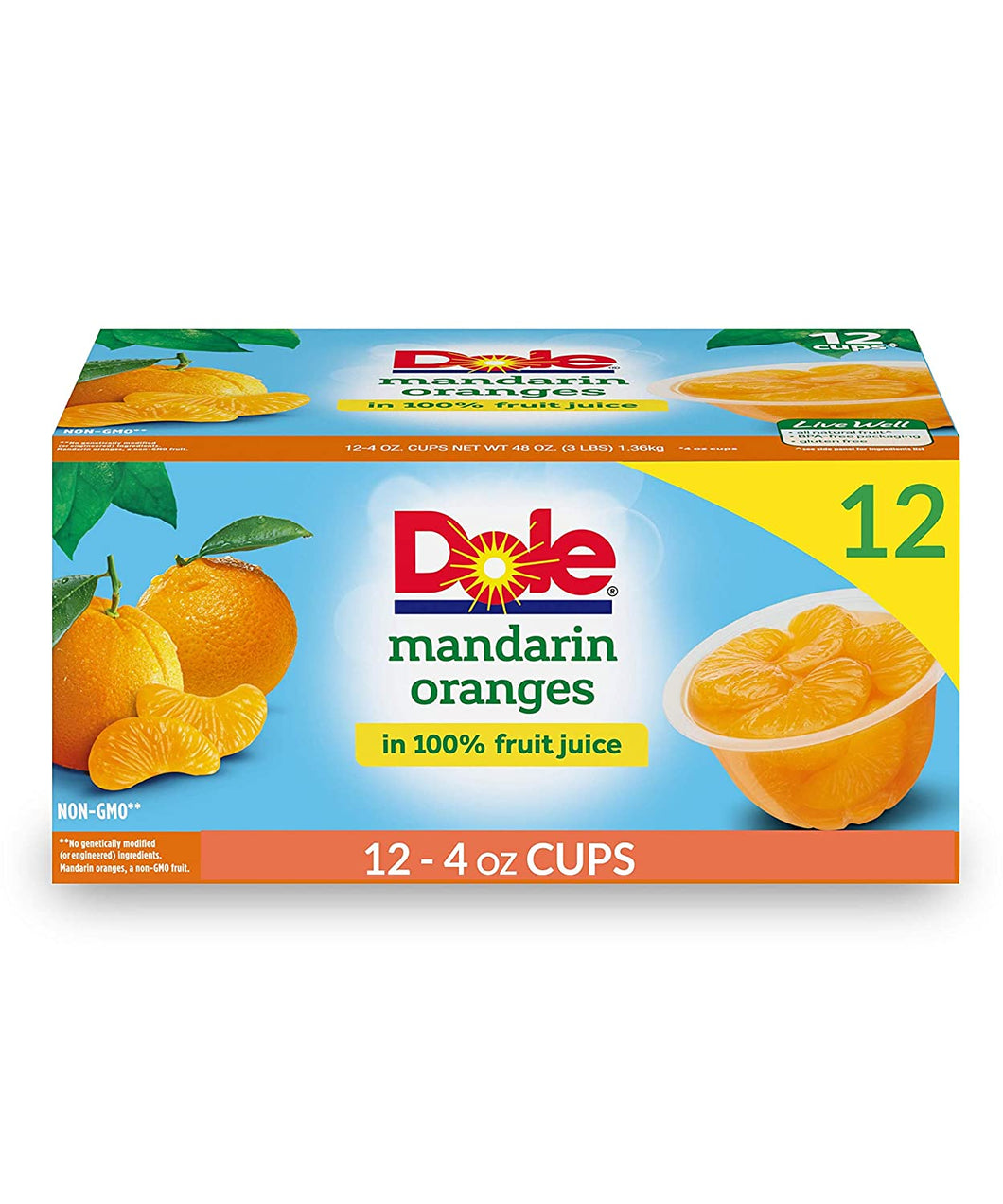 Dole Fruit Bowls, Mandarin Oranges in 100% Fruit Juice, 4oz, 12 cups