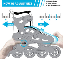 Load image into Gallery viewer, Roller Derby ION 7.2 Inline Skates with Aluminum Frames and Adjustable Sizing for Growing feet