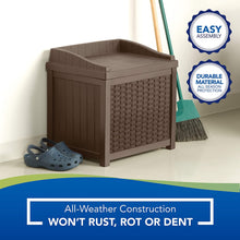 Load image into Gallery viewer, Suncast Mocha Resin Wicker 22-Gallon Storage Seat