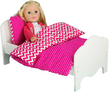 Load image into Gallery viewer, Olivia's Little World - Princess Bedding Eco-Friendly (Modern Chevron) , Wooden 18 inch Doll Furniture, White