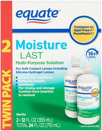 Equate - Moisture Last, Soft Contact Lens Multi-Purpose Solution, 24 FL OZ (Compare to Opti-Free)