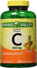 Load image into Gallery viewer, Spring Valley - Vitamin C Multiple Fruit Flavors 500 mg, 200 Chewable Tablets