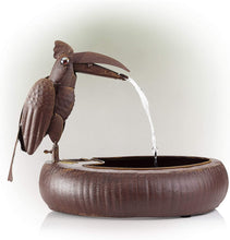 Load image into Gallery viewer, Alpine Corporation Metal Toucan Fountain - Outdoor Water Fountain for Garden, Patio, Deck, Porch - Yard Art Decor