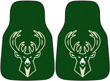 Load image into Gallery viewer, Fanmats Milwaukee Bucks NBA 2 Piece Sports Team Logo Car Truck SUV RV Carpeted Floor Mat 18&quot; x 27&quot;