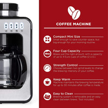 Load image into Gallery viewer, Best Choice Products 600W 4-Cup Automatic Kitchen Coffee Maker for Whole Beans or Ground Coffee w/Built-In Grinder, 2 Intensity Levels, Glass Pot, Auto Drip, Warm Plate, Scoop, Brush