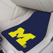 Load image into Gallery viewer, FANMATS Home Indoor Sports Team Logo Michigan 2-Piece Carpeted Car Mats 18&quot;x27&quot;