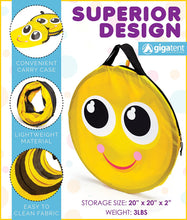 Load image into Gallery viewer, GigaTent 6 Foot Pop Up Kids Play Tunnel - Bumble Bee Hide and Seek Tube for Babies, Toddlers, Dogs and Pets - Indoor or Outdoor Adventure, Folds Flat, Carrying Bag Included