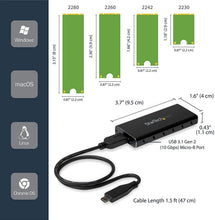 Load image into Gallery viewer, StarTech SM21BMU31C3 .com M.2 to SATA SSD Enclosure - USB 3.1 10Gbps w/USB-C Cable - External M.2 SSD Enclosure for USB-C Enabled Host - Aluminum