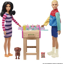 Load image into Gallery viewer, Barbie Mini Playset with Pet, Accessories and Working Foosball Table, Game Night Theme, Gift for 3 to 7 Year Olds
